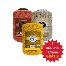 Kit 3 Barbante Fio 6 Artesanato Croche Trico B&B 1Kg 1000mts