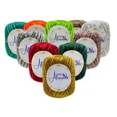 Kit 10 Barbante Novelo Brilhante Decorativo Linha 100g Dourado Natal Artesanto