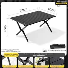 Mesa Dobrável para Camping, Praia,  Material de Aço