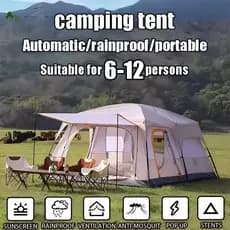 Tenda de camping para 8 a 14 pessoas, Barraca grande para camping ao ar livre com dois quartos e uma sala de estar