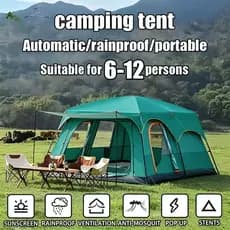 Barraca Camping Acampamento 8-12 Pessoas Barraca grande para camping ao ar livre com dois quartos e uma sala de estar
