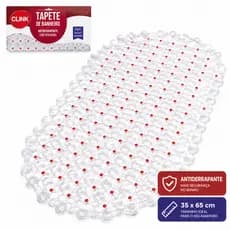 Tapete Banheiro Antiderrapante PVC com Ventosas 35x65cm Clink Lavável Box Banho