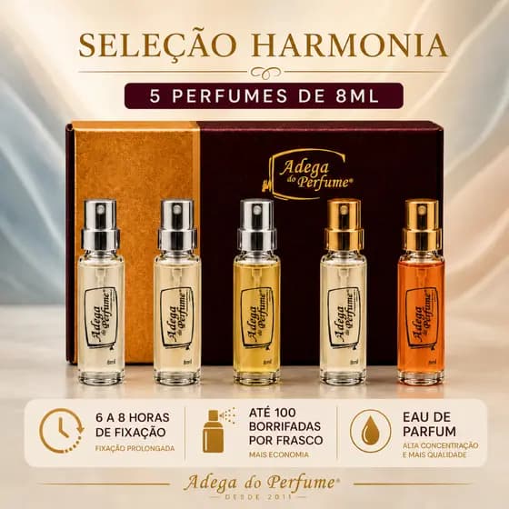 Kit 5 Perfumes Masculino e Feminino 8ml Eau de Parfum Bolso Viagem Presente – Seleção Harmonia
