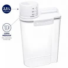 Pote Hermético Lyor 2,5L  com Copo Medidor Porta Mantimentos Vedação Hermética Organizador Cozinha