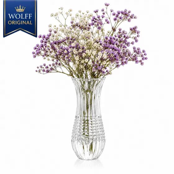 Vaso de Cristal Wolff Queen 6x15cm Luxo para Arranjos e Decoração de Mesa