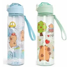 Garrafa Capivara 800ml Infantil PP – Bico Silicone + Alça | BPA Free Escola e Passeio