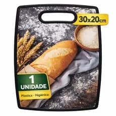 Tábua de Corte Plástica Lyor 30x20cm Estampada Pães | Cozinha Higiênica | 1 ou 2 Unidades