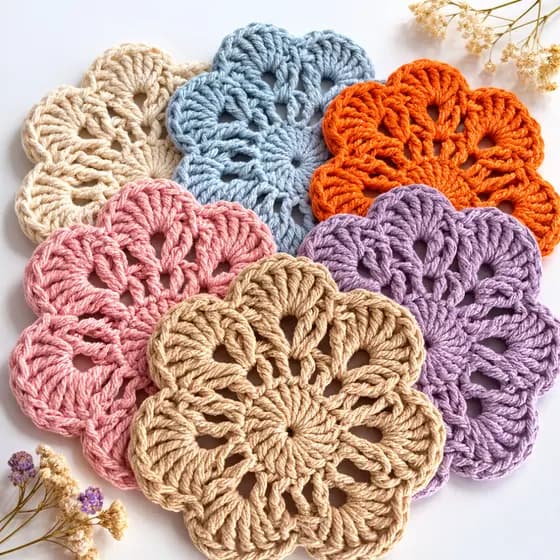 Kit Porta Copo Crochê 10 cm – 2, 4 ou 6 Unidades | Descanso de Copos Colorido | Feito a Mão