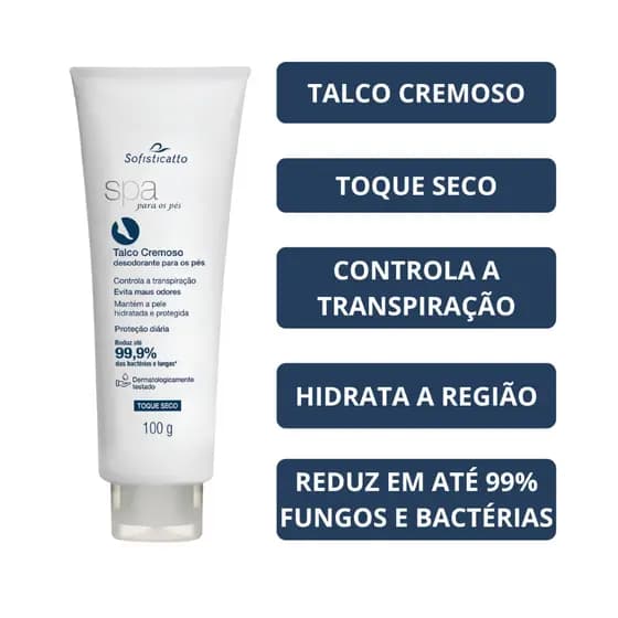 Talco Cremoso Antisséptico para Pés Acaba com Chulé e Fungos 100g