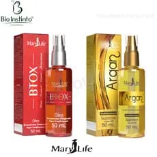 Oleo de Argan para cabelo + Btox Reconstrutor Bio Instinto 50ml Antifrizz Protetor Térmico KIT 2 UN