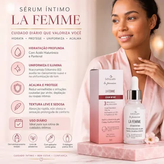 Gel Sérum Íntimo La Femme 30ml Hidratante Clareador com Niacinamida La Passion