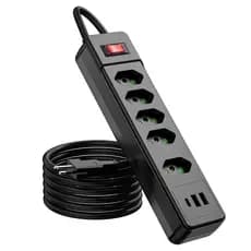 Tomada Múltipla 5 Tomadas Com 3USB + USB-C | Filtro De Linha De Proteção Contra Surtos Envio Imediato