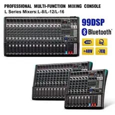 Mesa de som 8/12/16 channel profissional audio mixer equalizador 99 Effect Bluetooth computador USB 48V de Phantom TKL