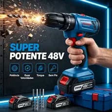 Parafusadeira Furadeira de Impacto Universal Bosch  Profissional 48V Leve Kit com 2 Baterias e Brocas