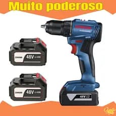 Furadeira parafusadeira Profissional 48v  2 Baterias furadeira de impacto elétrica chave de fenda elétrica ZOWSBB