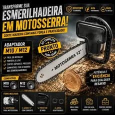 12 " Kit Completo Motosserra Adaptador Esmerilhadeira Lixadeira eletrosserra