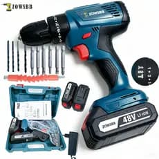 Furadeira Parafusadeira de impacto 48V 2 Baterias Alta duração Com Maleta e Acessorios Completo Universal Bosch