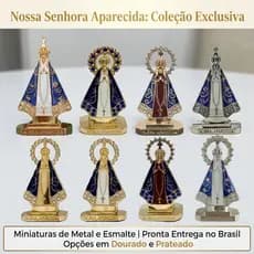 Kit 3 Estatuetas Nossa Senhora Aparecida Metal 5.5cm Proteção Carro Casa Presente Religioso