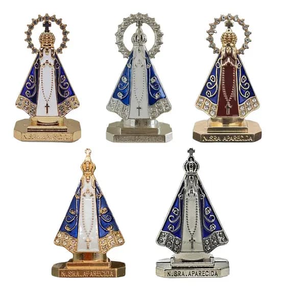Kit 3/6/12 Imagem de Nossa Senhora Aparecida em Metal 5,5cm