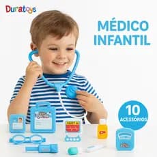 Brinquedo Kit Doutor Infantil com Estetoscópio e Termômetro Profissão Médico