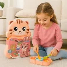 Kit Cozinha Infantil Gatinho 13 Peças – Maletinha Portátil DuetToys