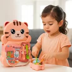 Maletinha de Cozinha Gatinho DuetToys 13 Peças – Brinquedo Educativo Infantil Portátil