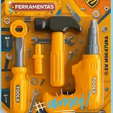 Brinquedo Kit Ferramenta Infantil Educativo e Interativo Com Furadeira Martelo