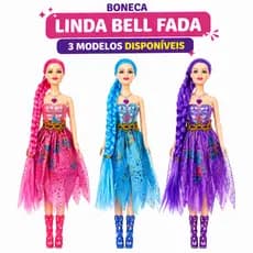 👉 Boneca Fada Bailarina Infantil Com Trança Cabelo Longo Acessórios Brinquedo Menina +3 Anos