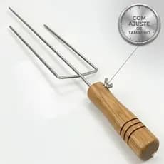 Espeto Churrasco em Aço Cromado Ajustável Até 67cm