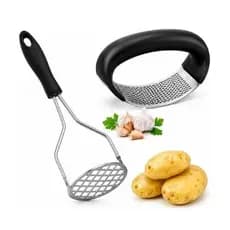 Kit Amassador de Batata e Espremedor de Alho para Cozinha Conjunto Amassador Inox para Alimento