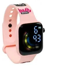 Relógio Infantil Digital Visor Lcd Pulseira Com 10 Ajustes Rosa/Branco