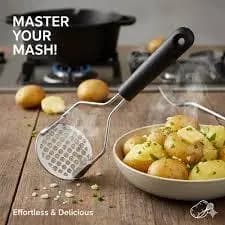 Amassador de Batatas, Feijão, Cenoura e Mais – Aço Inox com Cabo Plástico Reforçado – Cozinha Multiuso