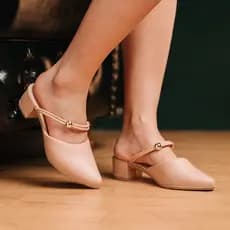 Salto Mule 2 em 1 Tamanco Feminino Bico Fino Linha Conforto Scarpin Confortável