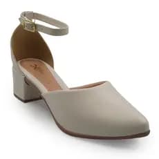 Mule Slingback Feminino Salto Bloco Médio 5cm Bico Fino Confortável Social Casual
