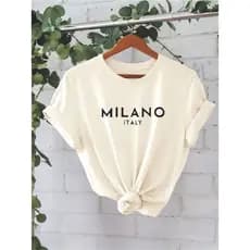 Camiseta tshirt camisa feminina casual 100%Algodão Confortavel Estampada Milano Italy