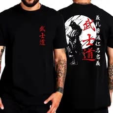 Camiseta Unissex Espirito Samurai Japonês Streetwear Anime algodão fio 30.01 camisa blusa Promoção