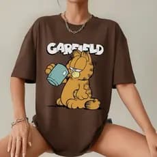 Camiseta Garfield Coffe MOOD Feminina Camisa Unissex 100% Algodão Estampada