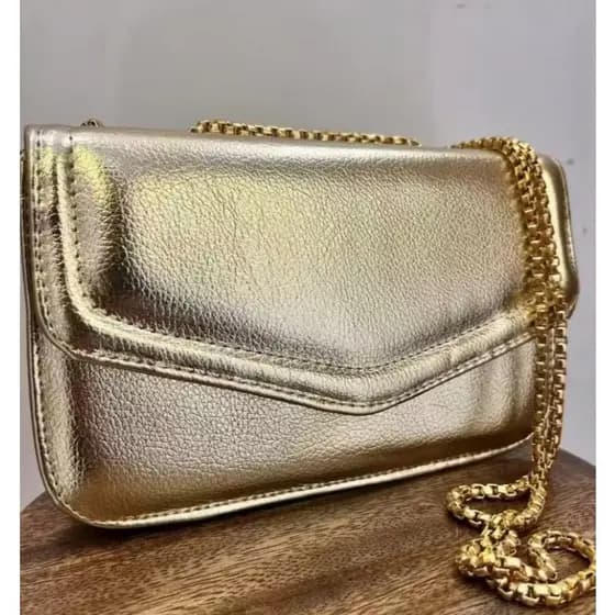 Bolsa Lancamento Mini Bag De Festa Metalizada Espelhada Porta Celular Porta Moeda Com Corrente