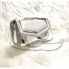 Bolsa Lancamento Mini Bag De Festa Metalizada Espelhada Porta Celular Porta Moeda Com Corrente