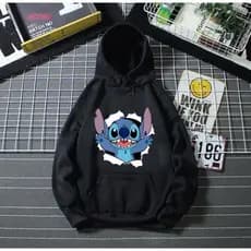 Moletom Estampado Lilo Stitch Moda Feminina Canguru Com Capuz Blusa De Frio Casual