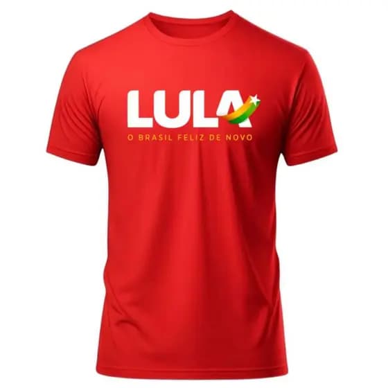 Camiseta Camisa Lula o Brasil Feliz Denovo 100% Algodao Do P ao GG
