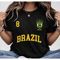 Blusa Feminina Brasil T-shirt Verão Algodão