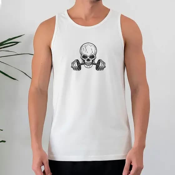 Camiseta Regata Masculina 100% Algodão Caveira Halter Treino Academia Fitness Crossfit Streetwear