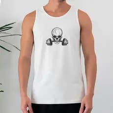 Camiseta Regata Masculina 100% Algodão Caveira Halter Treino Academia Fitness Crossfit Streetwear