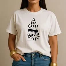 Camiseta 100% Algodão A Tua Graça Me Basta Camisa Cristã Feminina Evangélica Casual para o Dia a Dia