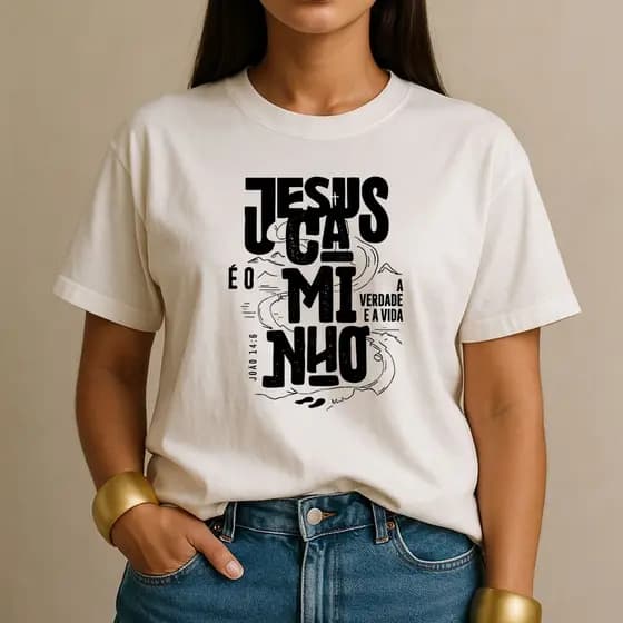 Camiseta Jesus É o Caminho a Verdade e a Vida João 14:6 Cristã Estampa Premium Estilo Camisa