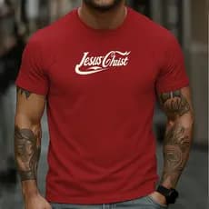 Camiseta Masculina 100% Algodão Jesus Christ Camisa Cristã Dia a Dia Estilosa Casual
