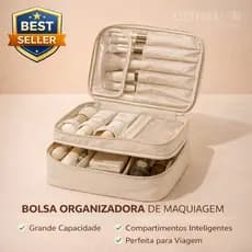 Bolsa Organizadora Com Compartimentos de Maquiagem Viagem Impermeável Grande Capacidade