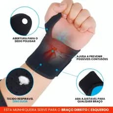 Munhequeira Para Tendinite Órtese Ajustável Neoprene Pulso