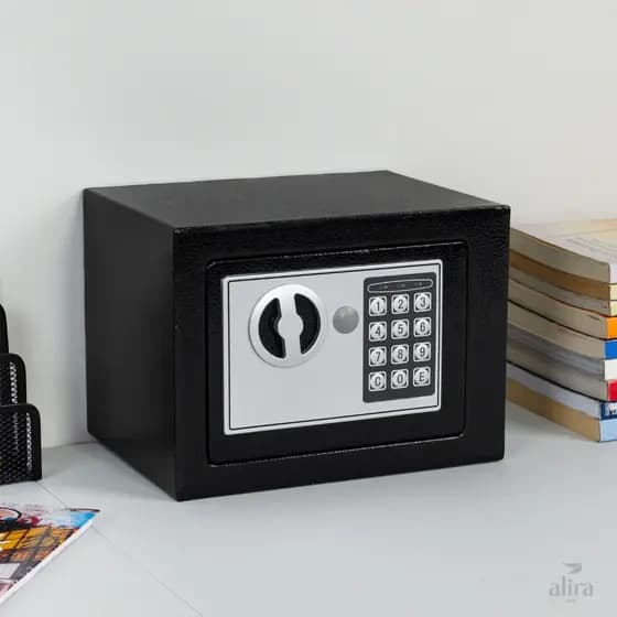 Cofre Digital Eletrônico Aço Senha + 2 Chaves 23x17x17 Alira Home